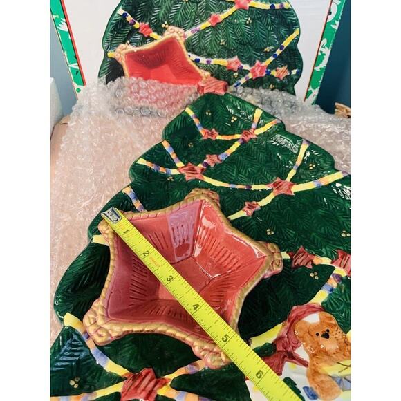 Vintage Chip Dip Platter World Bazaar’s Christmas Tree Condiments NIB New In Box - Picture 6 of 13